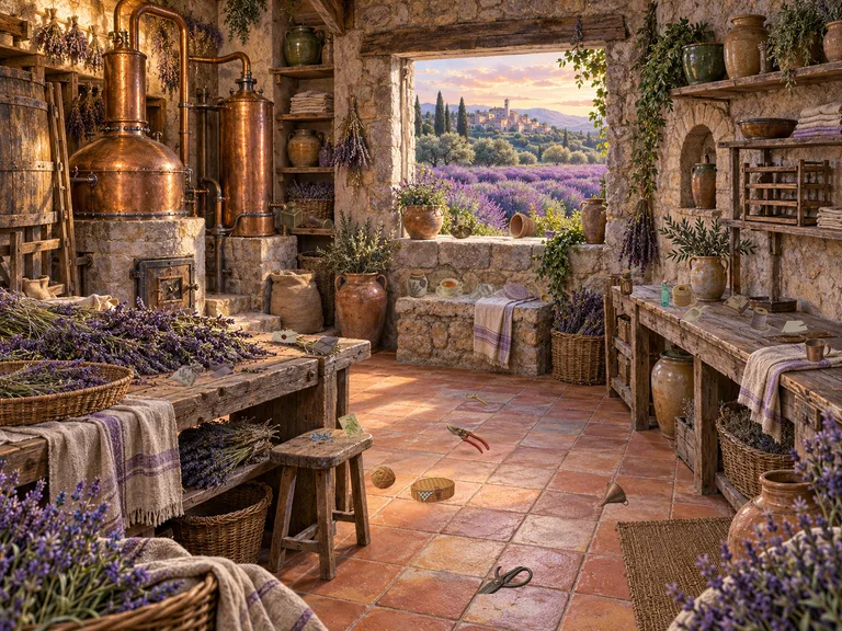 Country Days: Lavender stillhouses, honey pots, and quiet country stations.